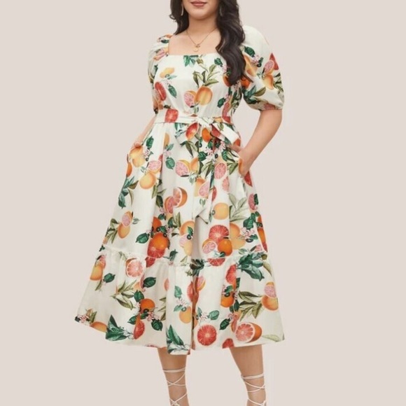 BloomChic Plus Size Floral Puff Sleeve Dress - Picture 2 of 5